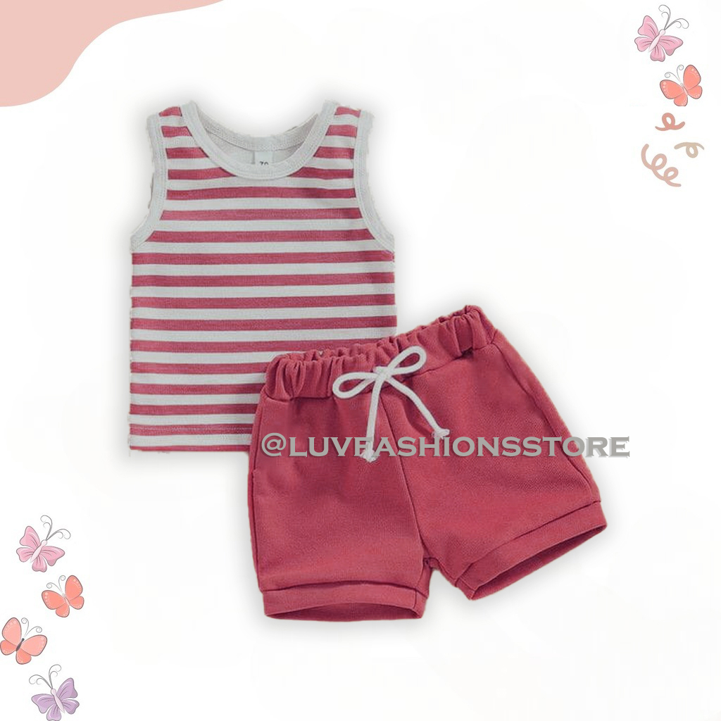 IL - SOMI SET SINGLET ANAK CEWEK COWOK MOTIF SALUR / SETELAN ANAK UNISEX CELANA PENDEK