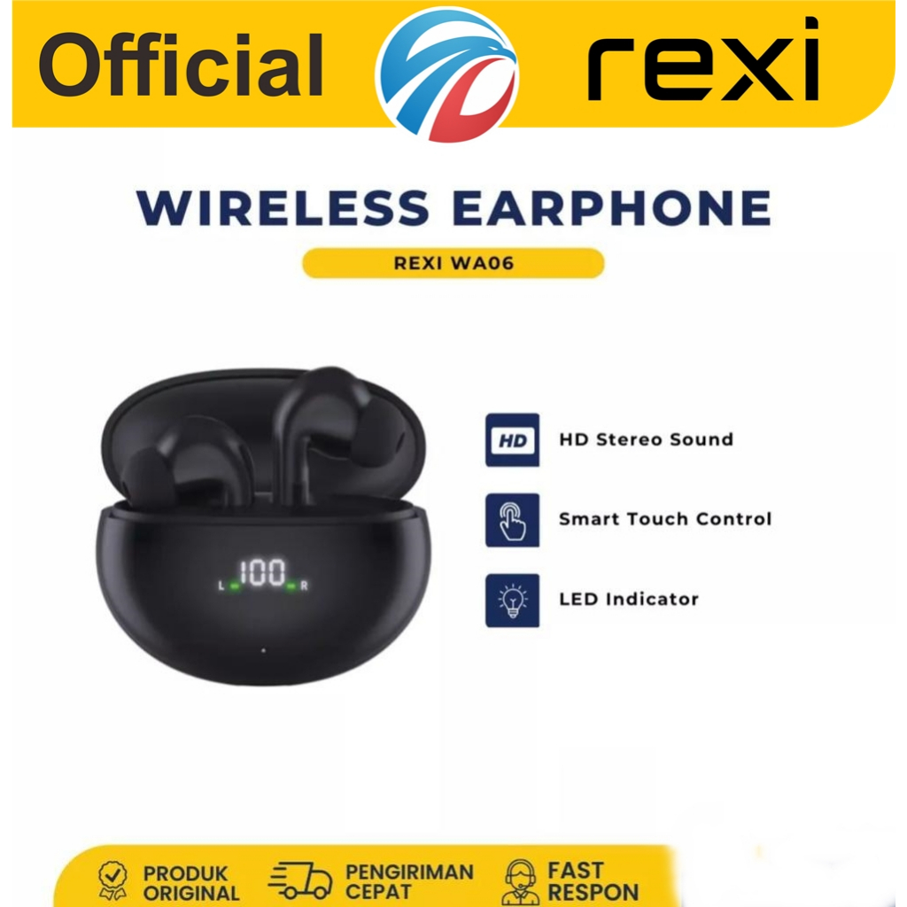 RexiPods WA06 - TWS Earphone Hitam