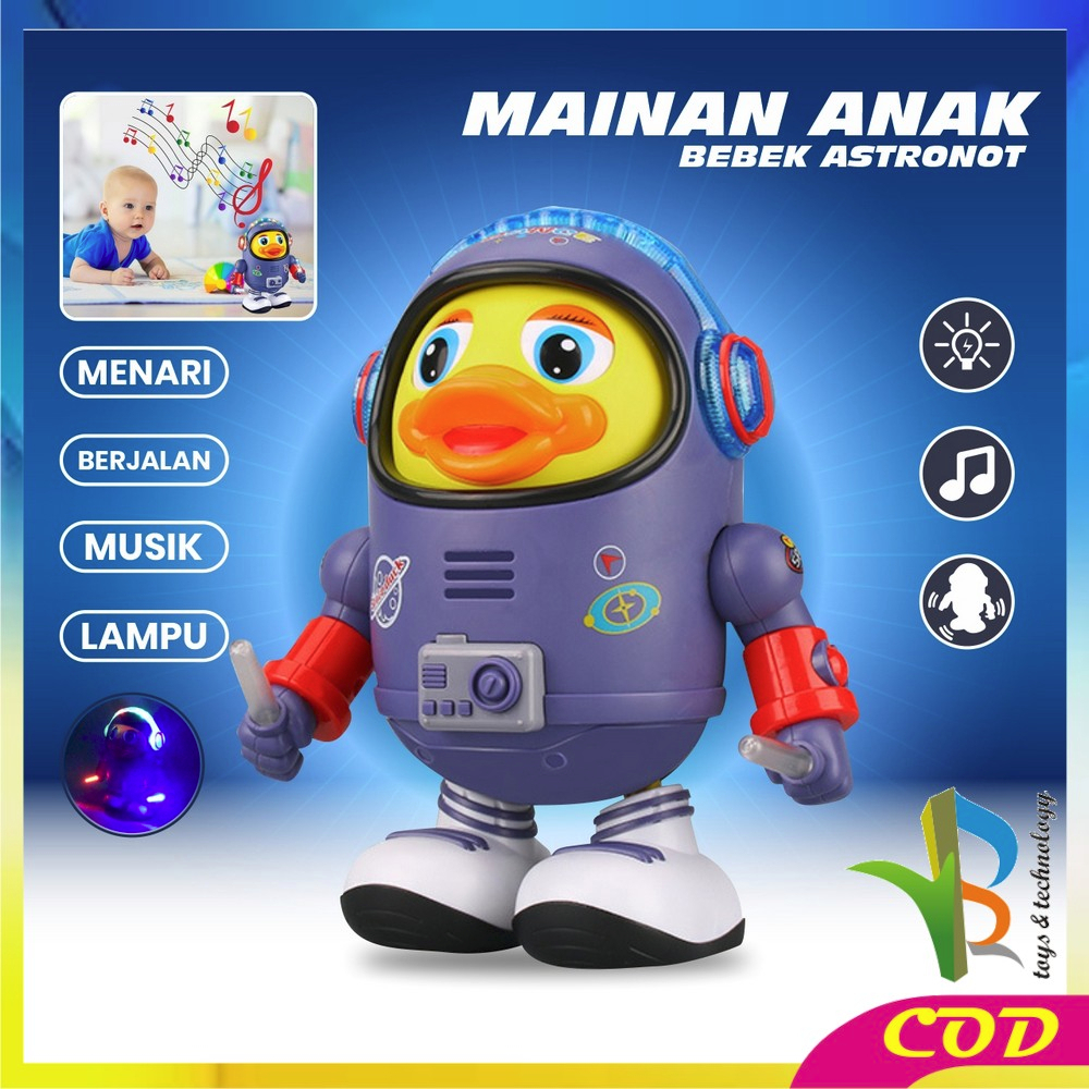 RB-M311 Mainan Anak Bebek Astronot Joget Robot Menari Ada Lampu + Musik / Dancing Robot Joget Space Duck Dance Kids / Mainan Bebek Luar Angkasa