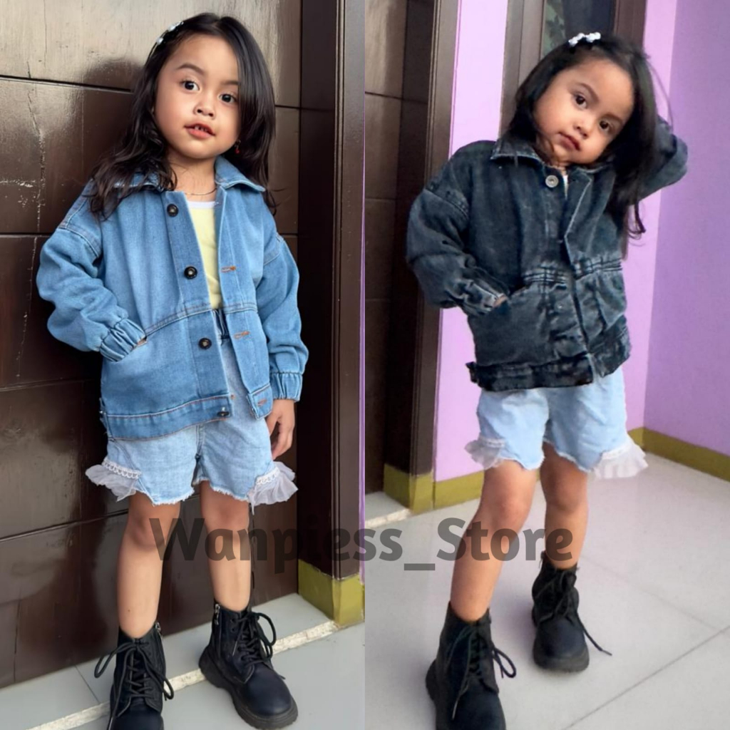 Jaket Jeans Anak Perempuan Umur 2-7 Tahun | KAIN JEANS PREMIUM