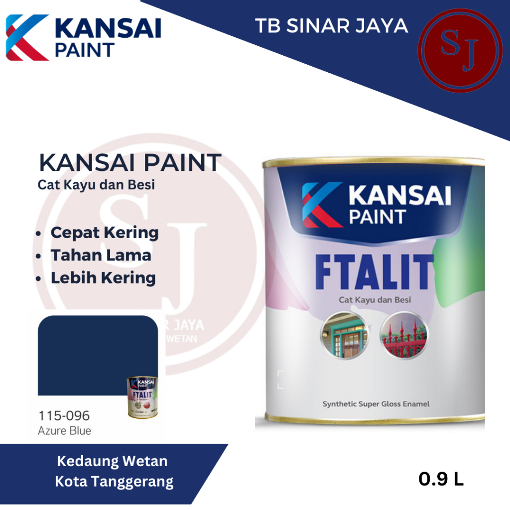 Cat Kayu dan Besi Kansai Paint Ftalit Warna Glos 1kg 115 - 096 Azure Blue