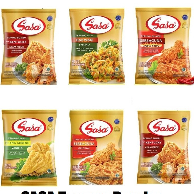 

Tepung Bumbu Serba Guna Sasa Tepung Bakwan / Pisang Goreng / Kentucky & hot spicy / Sasa TBS 210gr