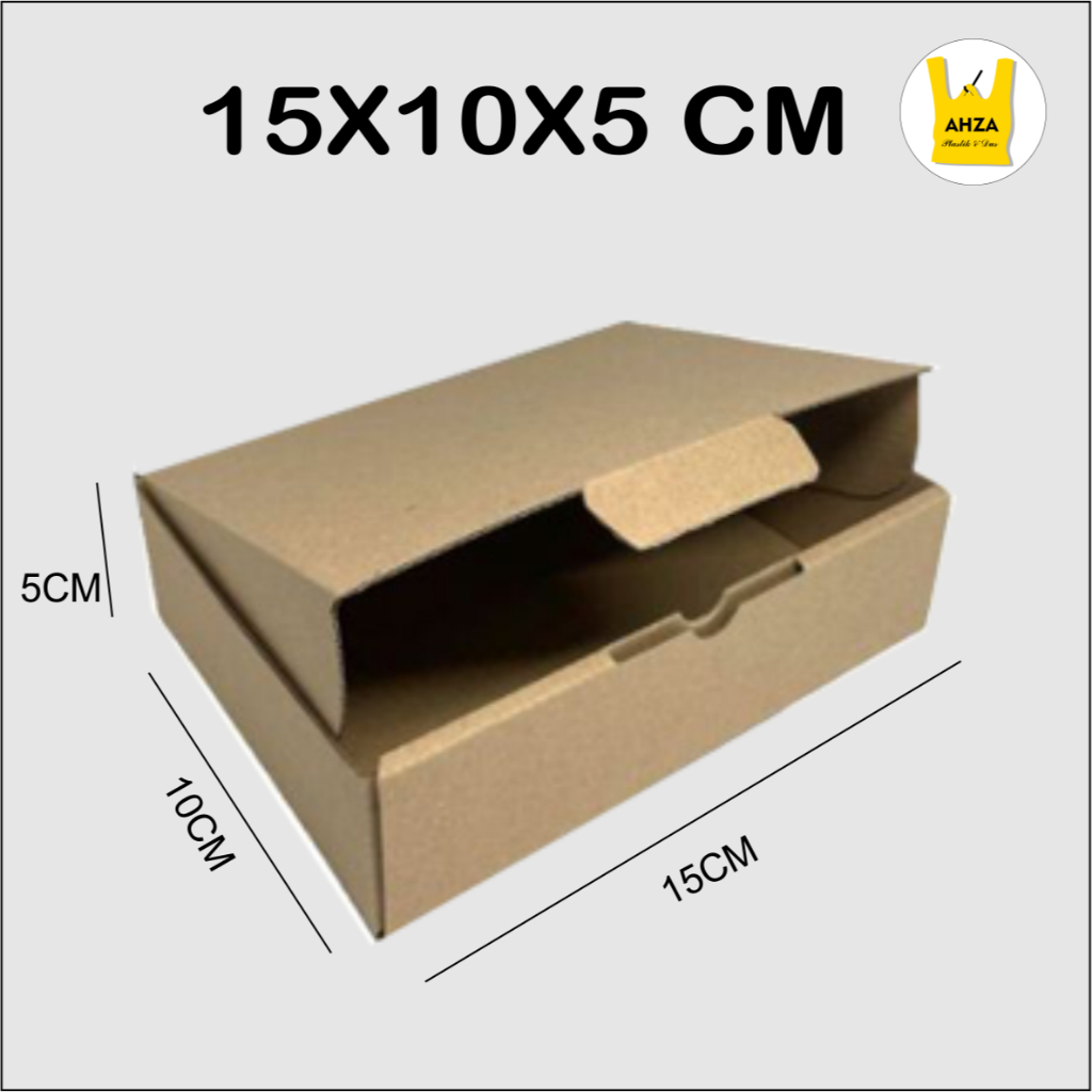 

Kardus Dus uk 15x10x5 cm (ECER) Die Cut Box Kotak Packing Hampers Aksesoris Baju Makanan Pizza Hijab Kue