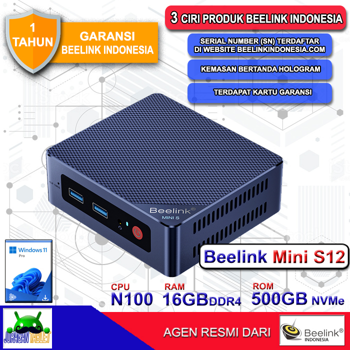 Beelink Mini S12 Pro N100 Intel Alderlake 16/500GB NVMe 12th Gen HDMI WiFi Windows 11 Pro