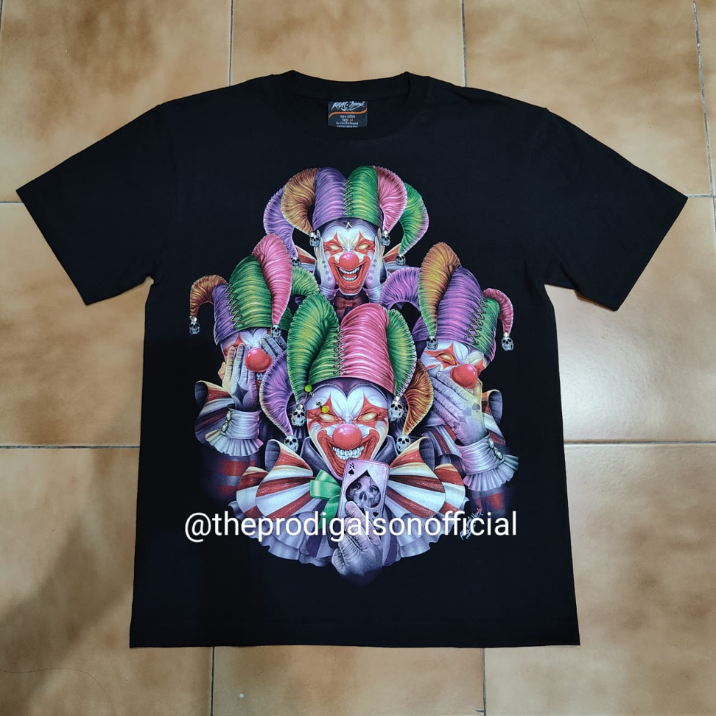 Kaos Rock Chang Import Size XXL Clown Joker 4D Glow in The Dark
