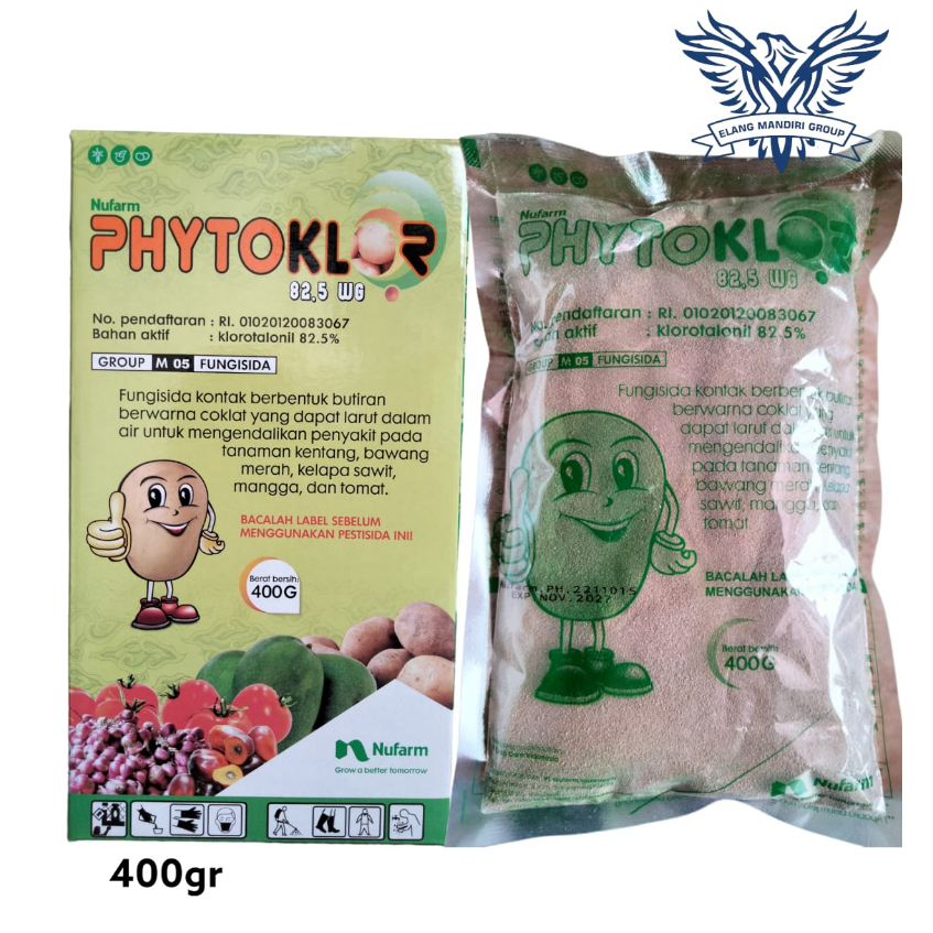 PHYTOKLOR 82,5WG 400 Gram Fungisida Kontak Klorotalonil  82.5% Pencegah Busuk Buah dan Daun