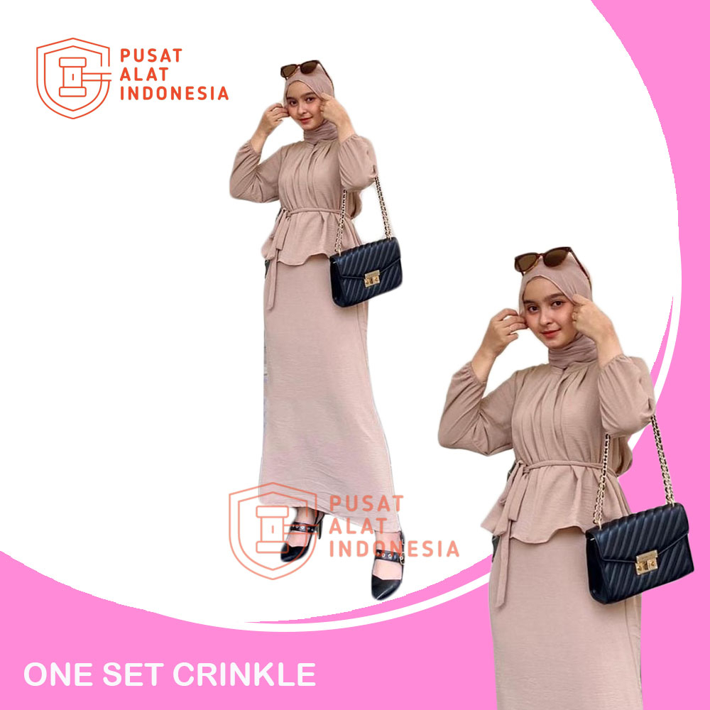 Setelan Crinkle Set Rok Dan Atasan Wanita Os01