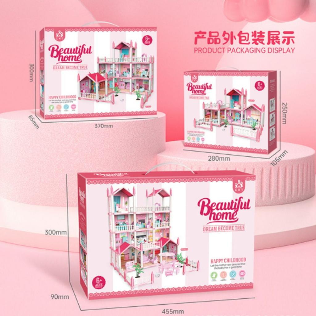 𝐆𝐨𝐨𝐝𝐬𝐂𝐨 Mainan Rumah Boneka Berlampu Mainan Dollhouse Princess Villa Mainan Rumah Rumahan