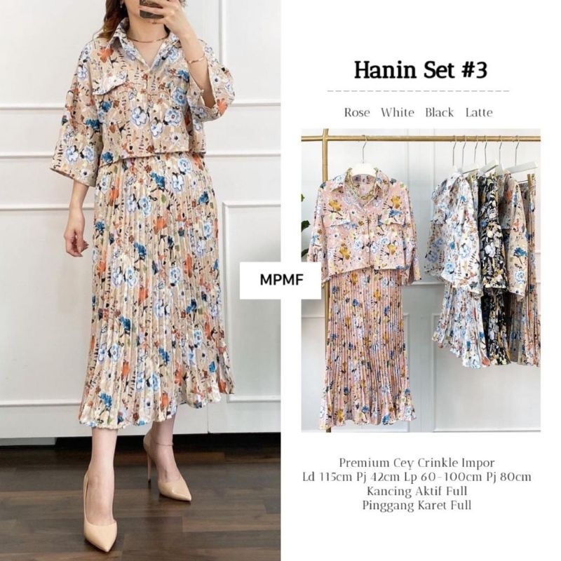 ONE SET ROK PLISKET BLOUSE BUNGA MODIS CANTIK