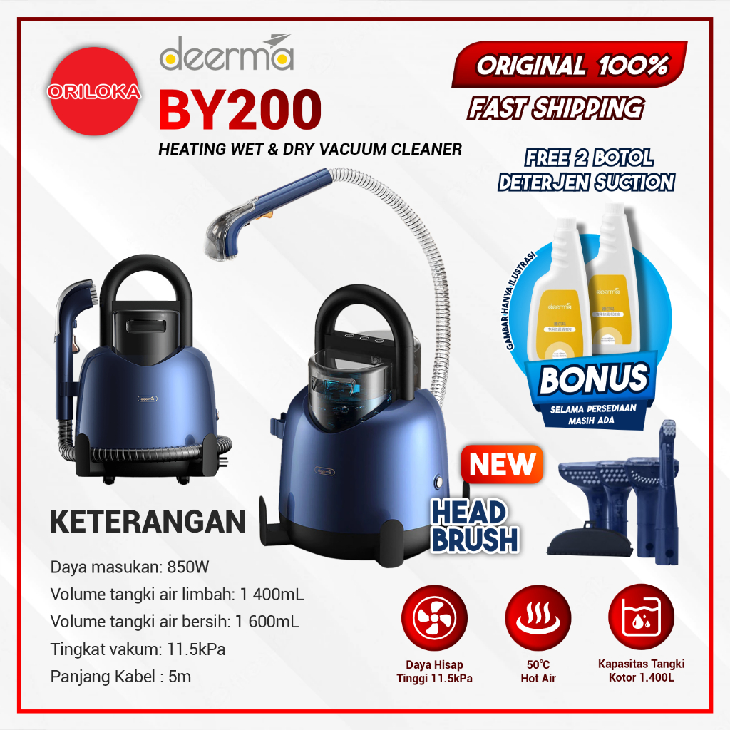 Deerma Wet and Dry Vacuum Cleaner BY200 Vacum basah Sofa Karpet Kasur - Garansi Resmi