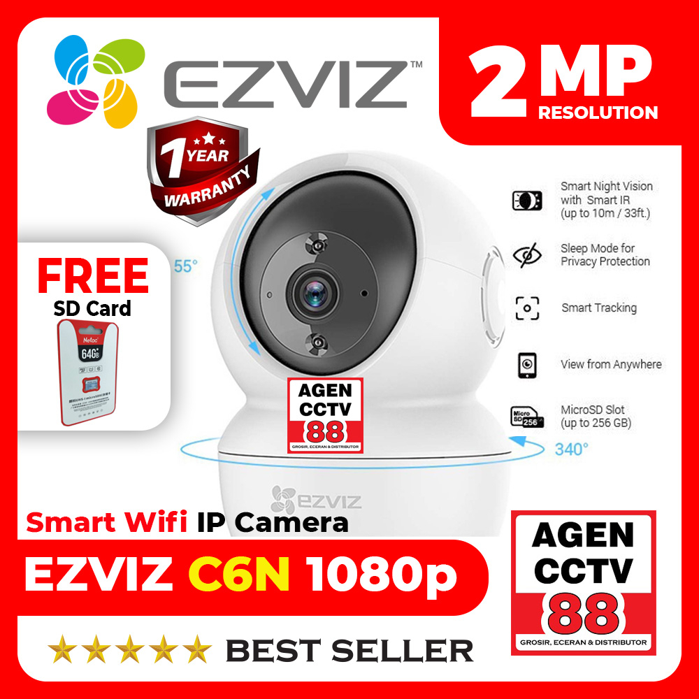 IP Camera EZVIZ C6N CCTV Smart Wifi Pan Tilt 1080p 2MP Garansi Resmi