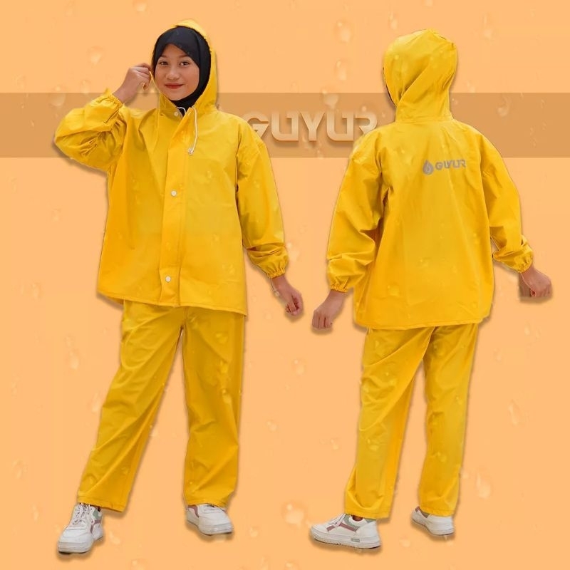 Jas Hujan RAINCOAT Pria Wanita Anti Rembes Bahan Tebal Elastis