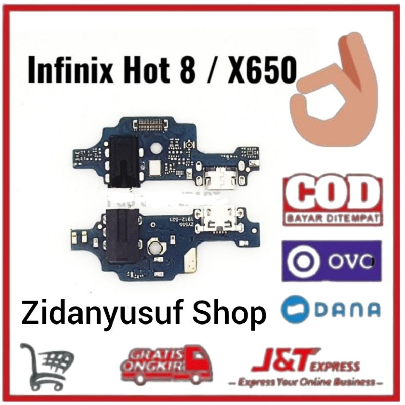 BOARD PAPAN KONEKTOR CONEKTOR CHARGER INFINIX HOT 8 / X650 PLUG IN MIC ORIGINAL