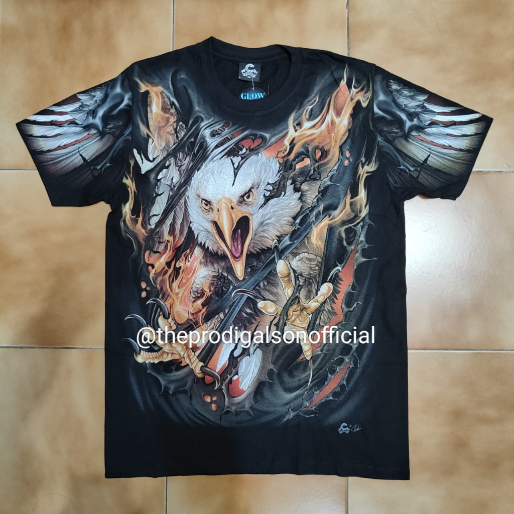 Kaos Rock Chang Caballo Import Size M, L dan XL Elang 2 Full HD Glow in The Dark