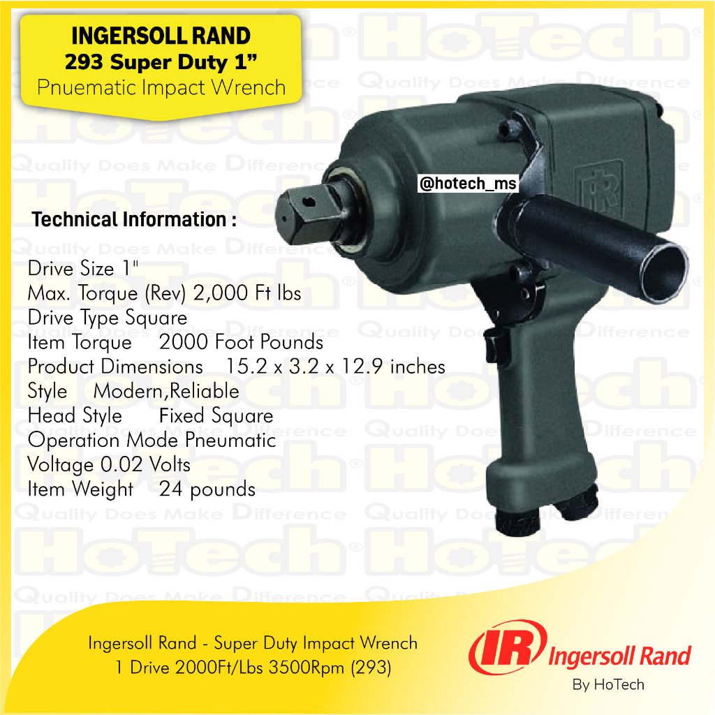 Ingersoll Rand 293 Super Duty 1" Sq Pnuematic Impact Wrench | IR 293 | Ingersoll Rand 293-S Impact W