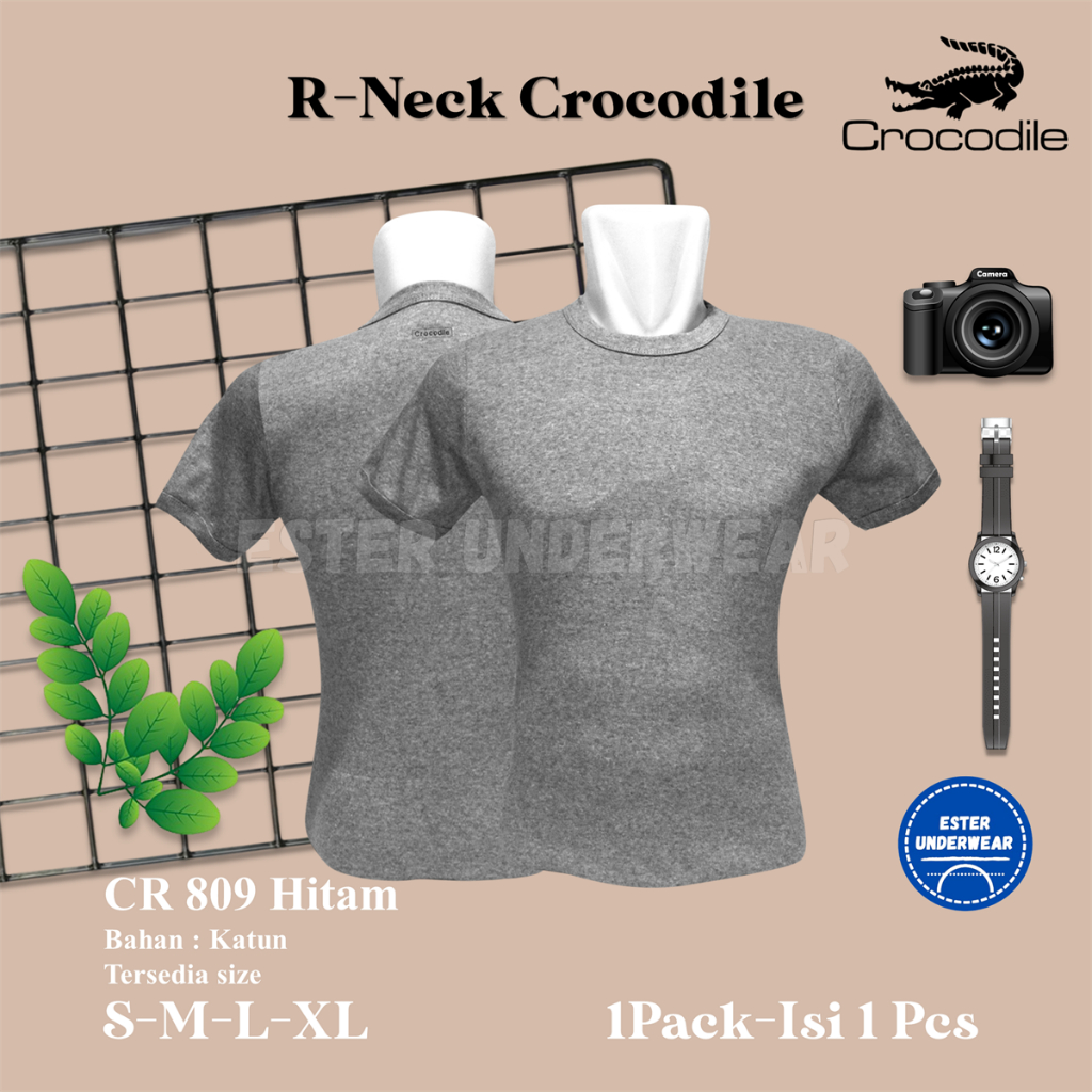 Kaos Dalam Pria CROCODILE O-NECK CR 816 GREY ISI 1PCS