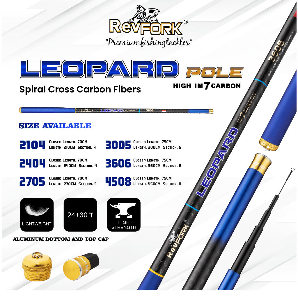 JORAN PANCING TEGEK POLE  REVFORK LEOPARD 2104, 2404, 2705, 3005, 3606, 4508 | POLE IM7 CARBON