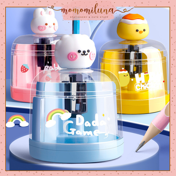 

Rautan pensil elektrik karakter lucu peraut pensil otomatis putar sendiri electric pencil sharpener cute