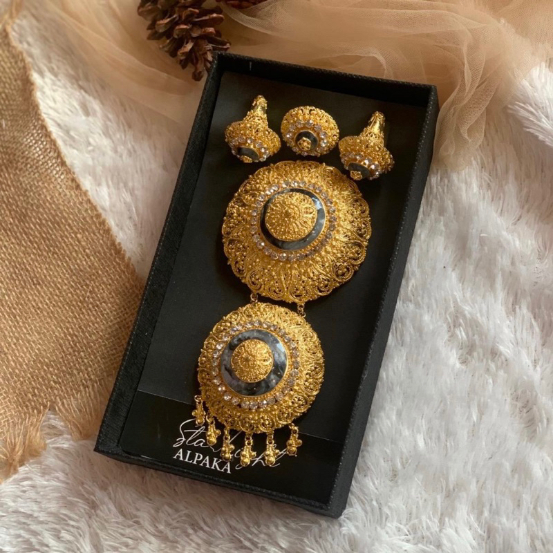 Set bros abstrak tumpuk 2 / aksesoris bros / aksesoris kebaya / alpaka bali / premium