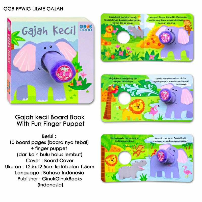 [Igloo Books] GAJAH KECIL Finger Puppet Story Board Book (buku cerita baby)