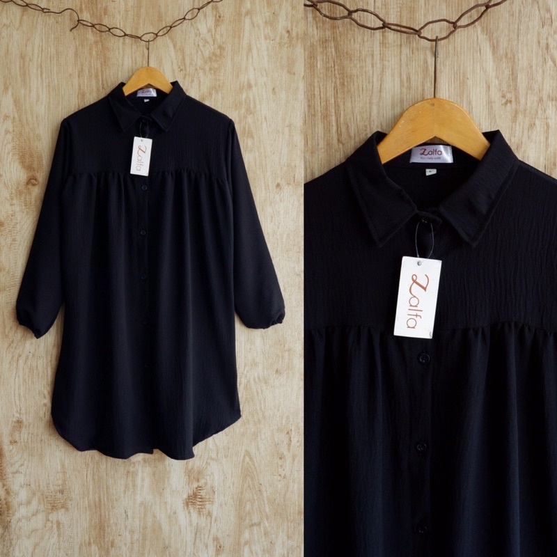 [COD] Shazfa.apparel - Pakaian Baju Wanita Muslim Terhits Alisya Tunik Bahan Crinkle By Zalfa Outfit