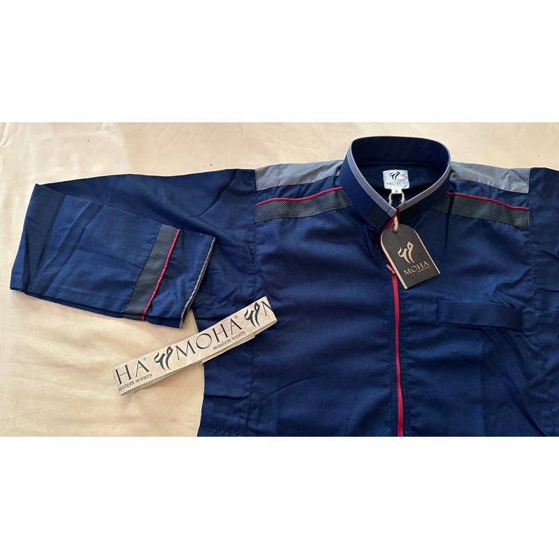 Gamis Moha Premium Thobe Navy Prime Slimfit - Gamis Pria Jubah Premium ala Rethobe
