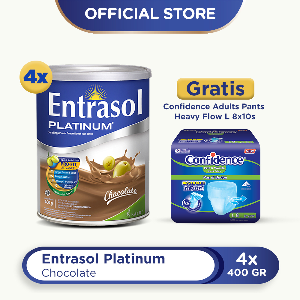 Buy 4 Entrasol Platinum 400g Free Confidence Adults Pants Heavy Flow L 8x10s