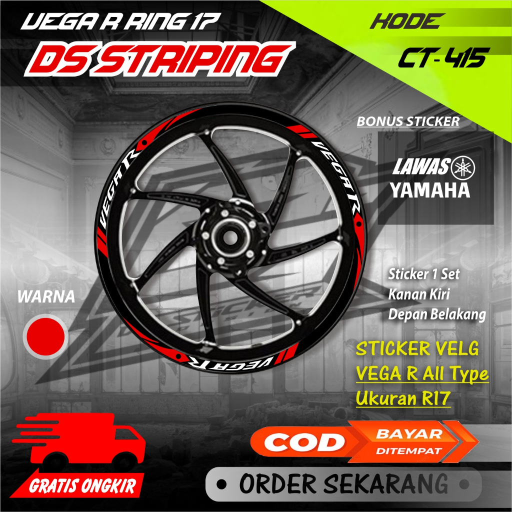 Ct-415 Stiker Cutting pelek variasi Sticker Velg Motor Vega R Ring 17