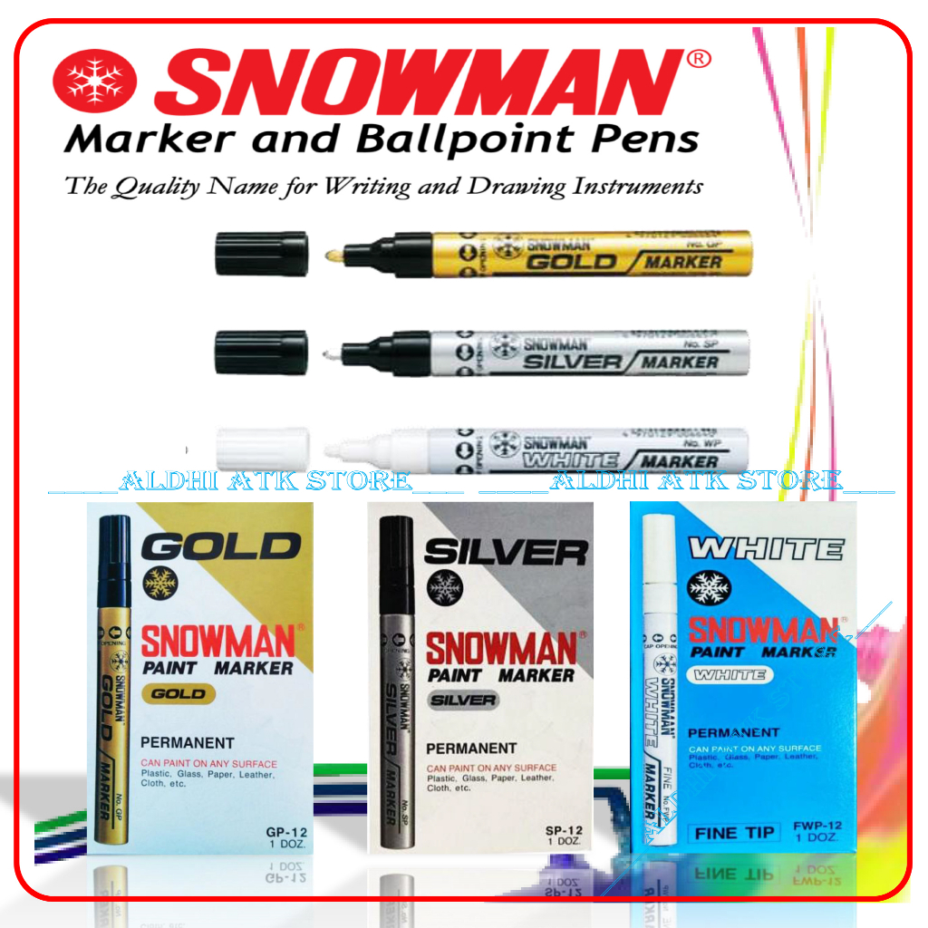 

Spidol SNOWMAN Paint Marker Permanent WHITE PUTIH SILVER GOLD