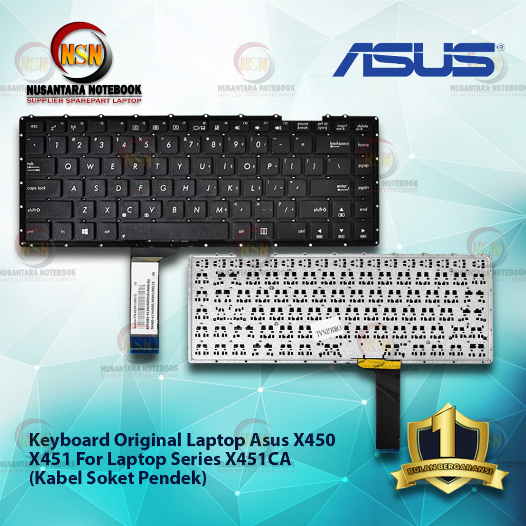 Keyboard Original Laptop Asus X450 X451 For Series X451CA Kabel Pendek