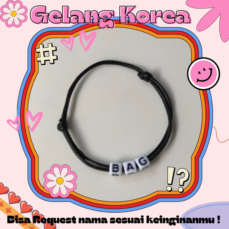 (PROMO BELI 2PCS FREE CINCIN)GELANG TALI KOREA NAMA BISA REQUEST NAMA GELANG COUPLE GELANG PERSAHABA