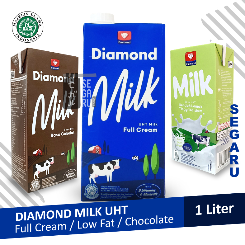 Susu Diamond UHT Full Cream / Cokelat / Low Fat 1 Liter