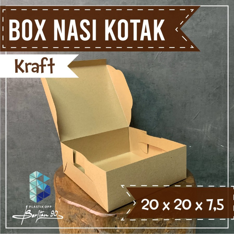 Dus Nasi Kotak / Box Cathering / Dus Nasi 20x20x7,5 Kraft Laminasi / Dus Katering Tebal