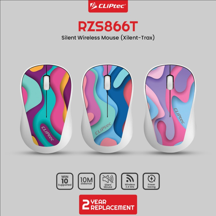 mouse cliptech Rzs 866t xilent wireless mouse-putih