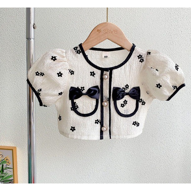 Setelan Anak Perempuan Fashion Import Motif Bunga Pocket Pita