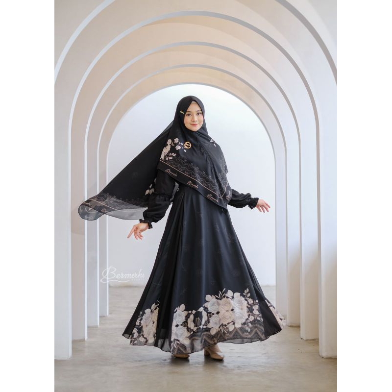 [BISA COD] FAIZA STARLA  BUNGA PRINTING ORI BERMREKS CERUTY BEBYDOLL/ GAMIS SYAR'I BERMERKS TERBARU