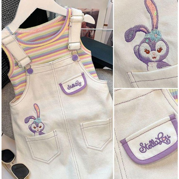 Overall Dress Anak Perempuan Motif StellaLou Rainbow Knit