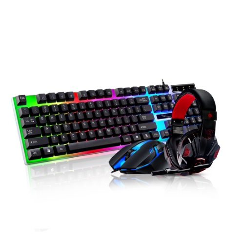 Keyboard gaming and mouse set+headset headphone gaming combo paket E-sports game/