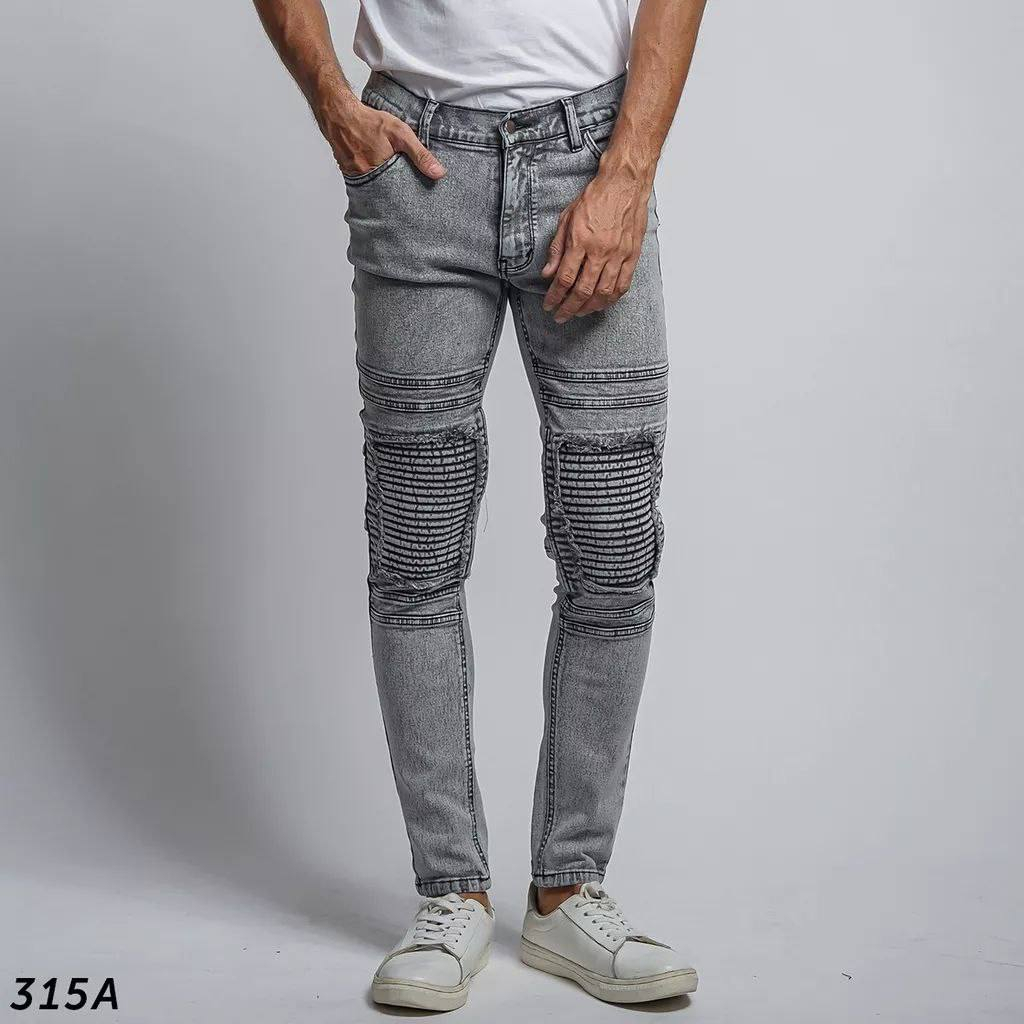 Celana Bikers Riders Polos Panjang Jeans Biker Sobek Skinny Slim fit - Denim Terbaru Robek Lutut