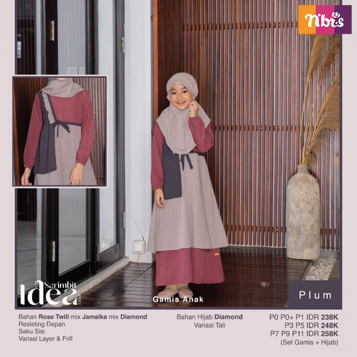 GAMIS ANAK PEREMPUAN NIBRAS IDEA MUSTARD PLUM TERBARU