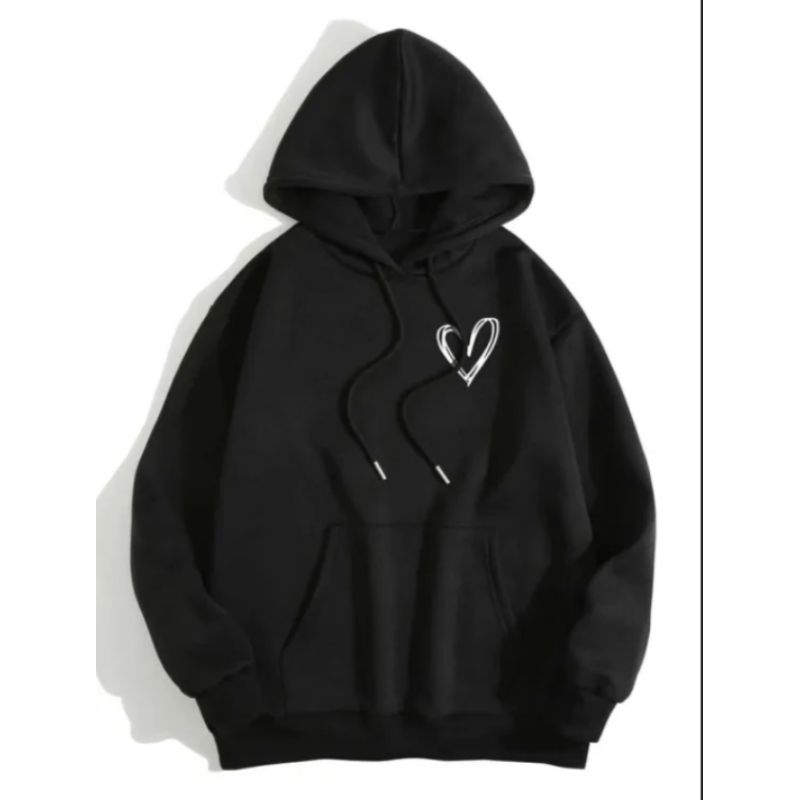 Sweater Hoodie SIMPLE HEART Jumper Bahan Fleece Ukuran S M L XL XXL XXXL