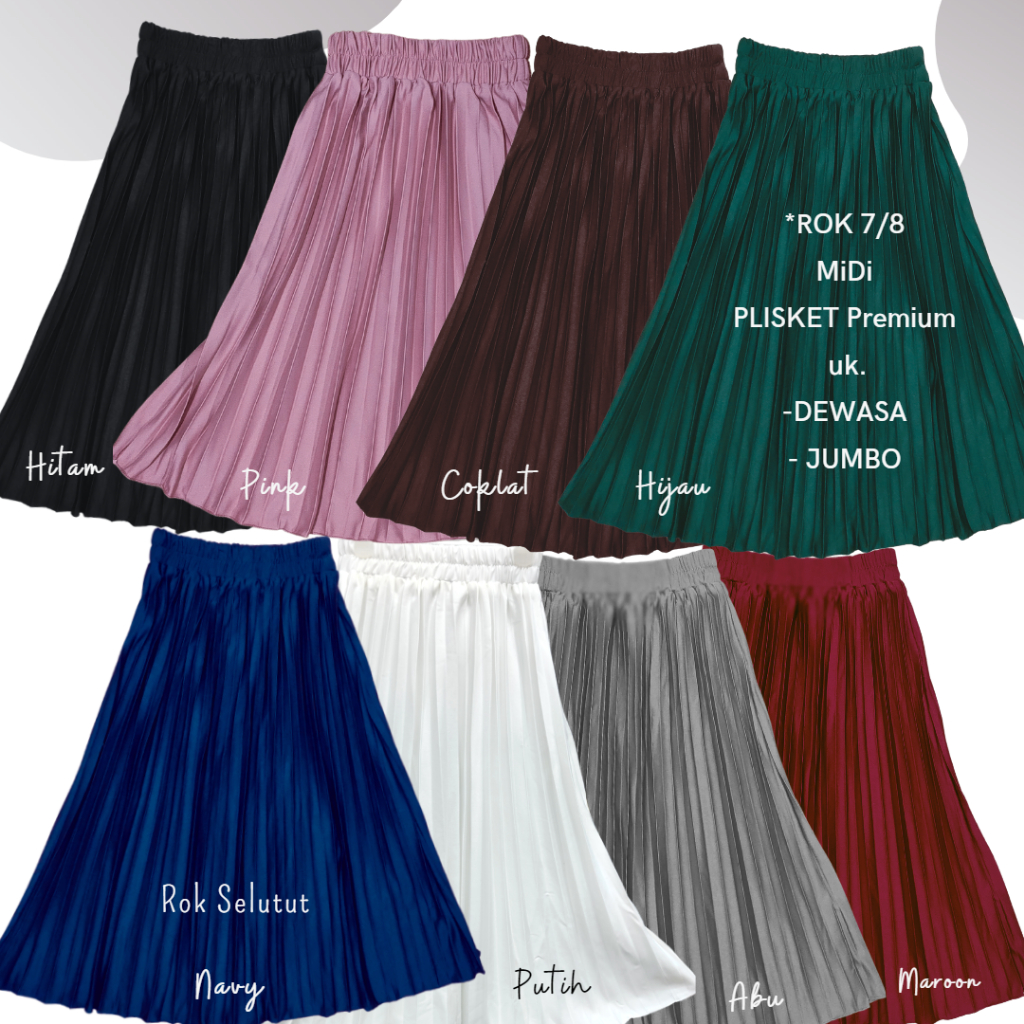 AM27 ROK 7/8 MIDI BIG SIZE - ROK PENDE Plisket Payung - Dewasa JUMBO Motif Lily Aqila dan Polos ROK KOREA