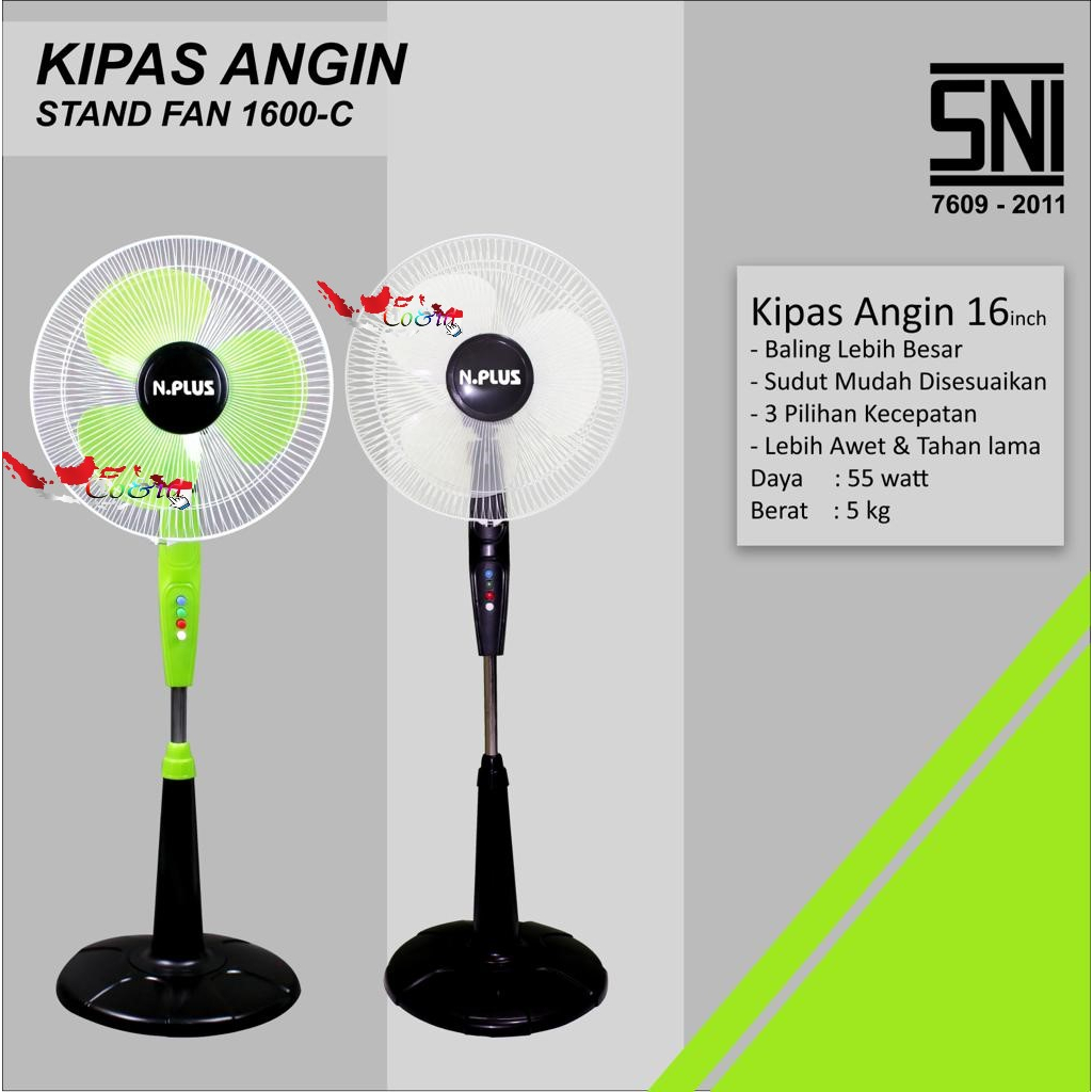 STAND FAN NATIONAL PLUS kipas angin berdiri 16 inch