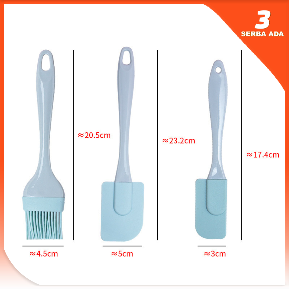 Spatula Set Silikon Tahan Panas / Spatula Kuas 3 in 1 / Spatula Tahan Panas / Alat Masak Set Anti Lengket / Kuas Silikon Tahan Panas / Kuas Tahan Panas