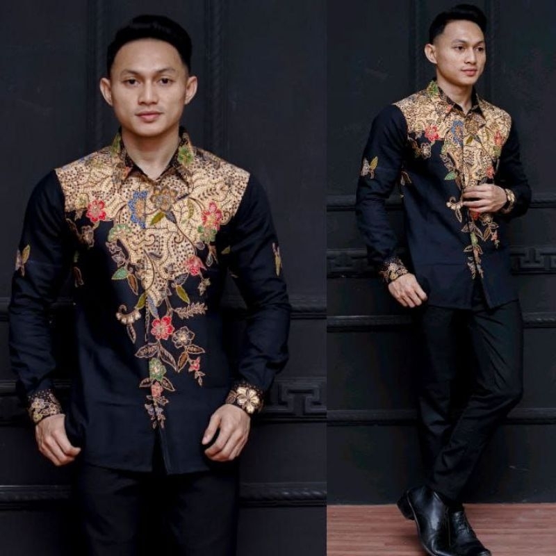 (COD) PROMO BATIK PRIA SIZE M L XL XXL BSWART BATIK HRBO26 Hem panjang padi