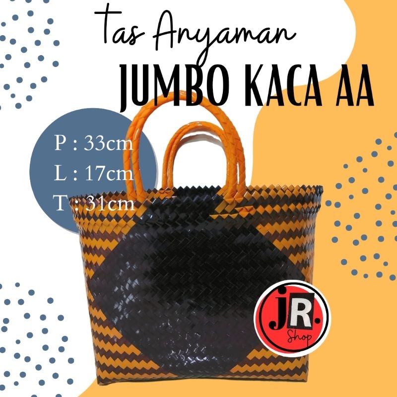 TASANYAMANJR.SHOP - TAS ANYAMAN JUMBO KACA AA/ Tas Hampers/ Tas sovenir/ Tas pasar/ Tas belanjaan/ keranjang belanjaan/ Tas anyaman plastik murah/Tas anyaman plastik serbaguna kuat awet dan tahan lama