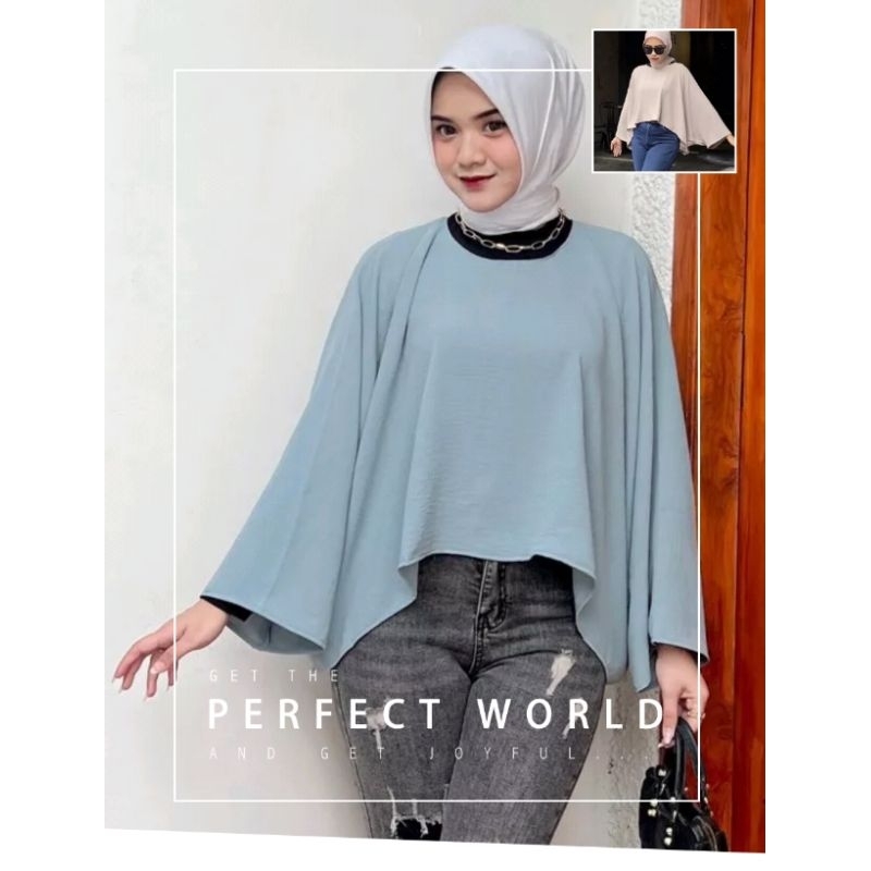 Blouse Batwing Bahan Crinckle Air flow Atasan Simple Baju Wanita All size