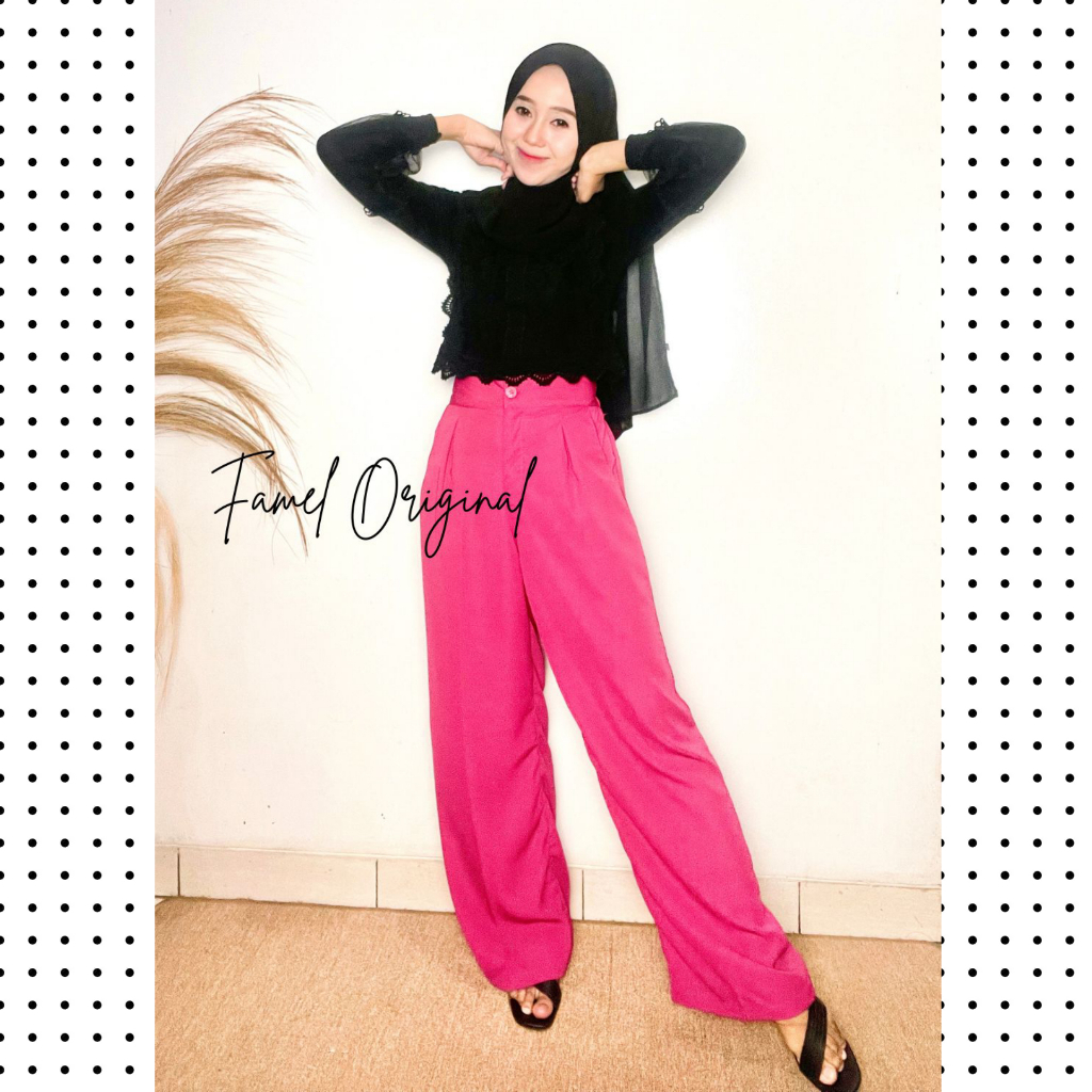 KN FANTA | CELANA KULOT PINK FANTA | CELANA CEWEK CASUAL | HIGHWAIST PANTS | KULOT MAGENTA | CELANA 