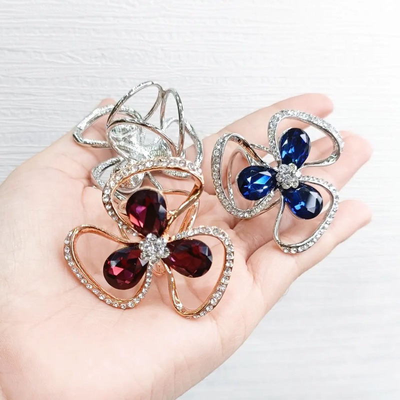 Ring bros cincin / Ring jilbab hijab / Ring syal bunga anggrek mote diamond tetes warna