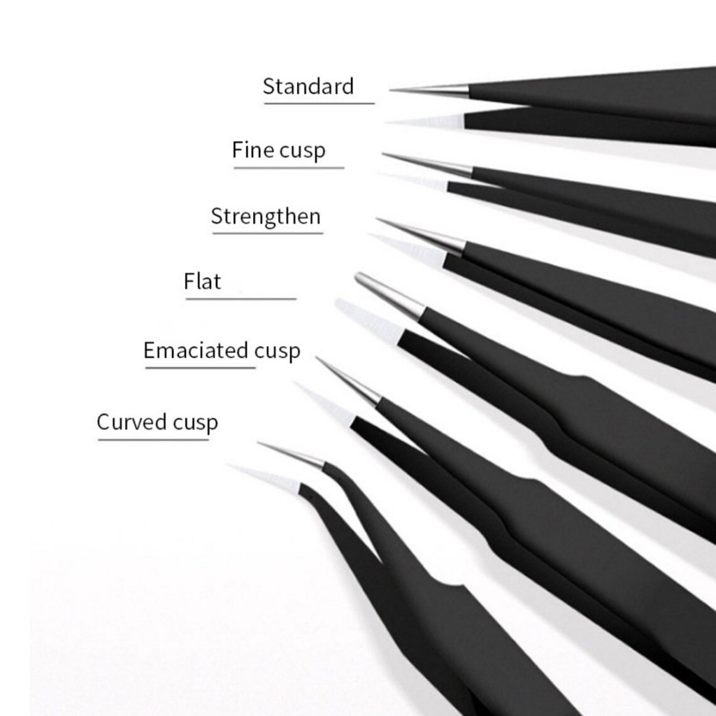 ESD Set Pinset Anti-Static Stainless Steel Tweezers 6 Pcs - ESD10-15 - Black